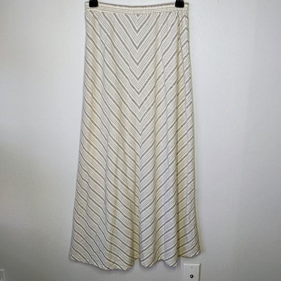 For Cynthia Linen Maxi Skirt Womens Small Striped Neutral Minimalist Lagenlook - Picture 4 of 10
